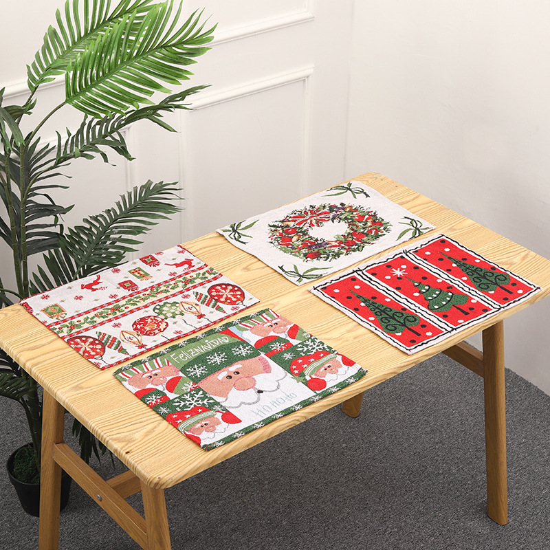 80g Weight Placemat Kitchen and drinking utensils Placemat Event & Party Supplies 1 Piece Quantity Party Occasion Christmas Festival Christmas Tree Pattern Cute Style Embroidery Craft Christmas Cute Christmas Tree Party Placemat 无