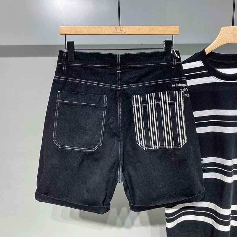 Denim skirt, men's summer Japanese shorts, trousers, loose straight fit