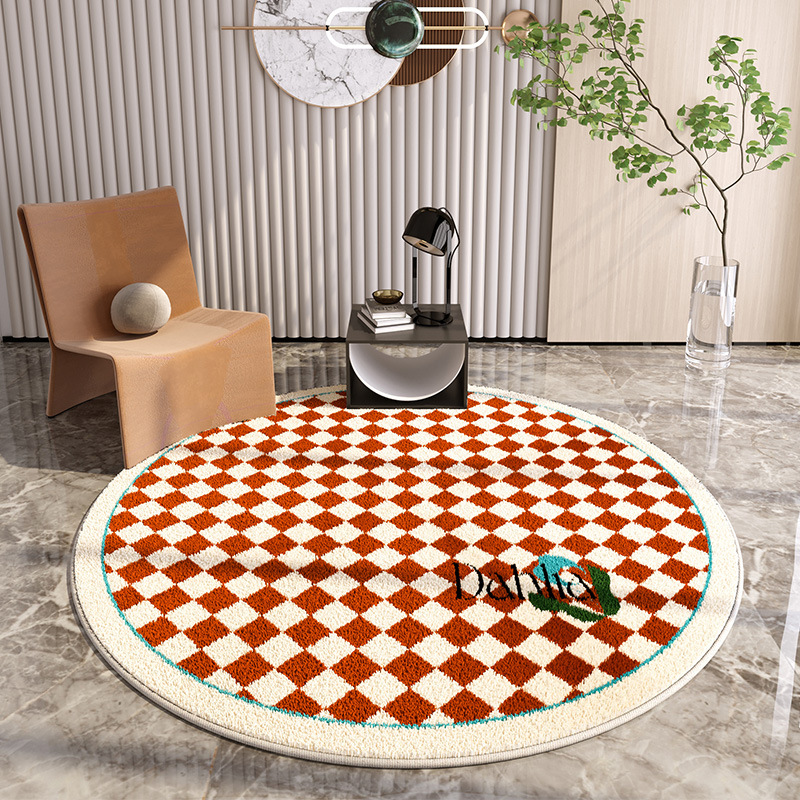 Mya 빨간색 격자 플라스틱 바닥 양가죽 라운드