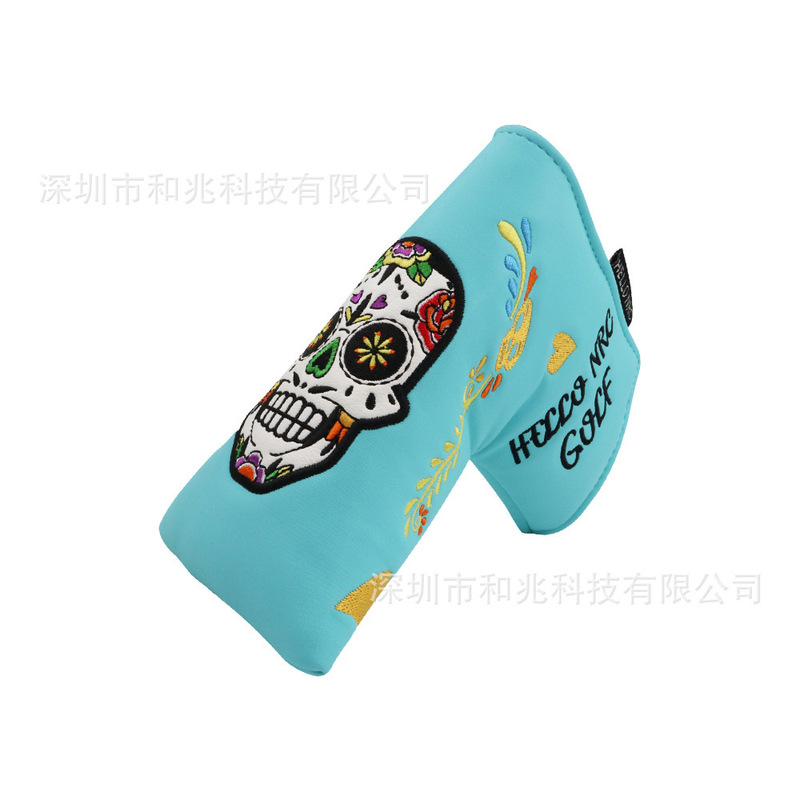 高尔夫推杆套L型可爱卡通刺绣 一字型PU防水磁吸魔术贴直条球杆套|undefined