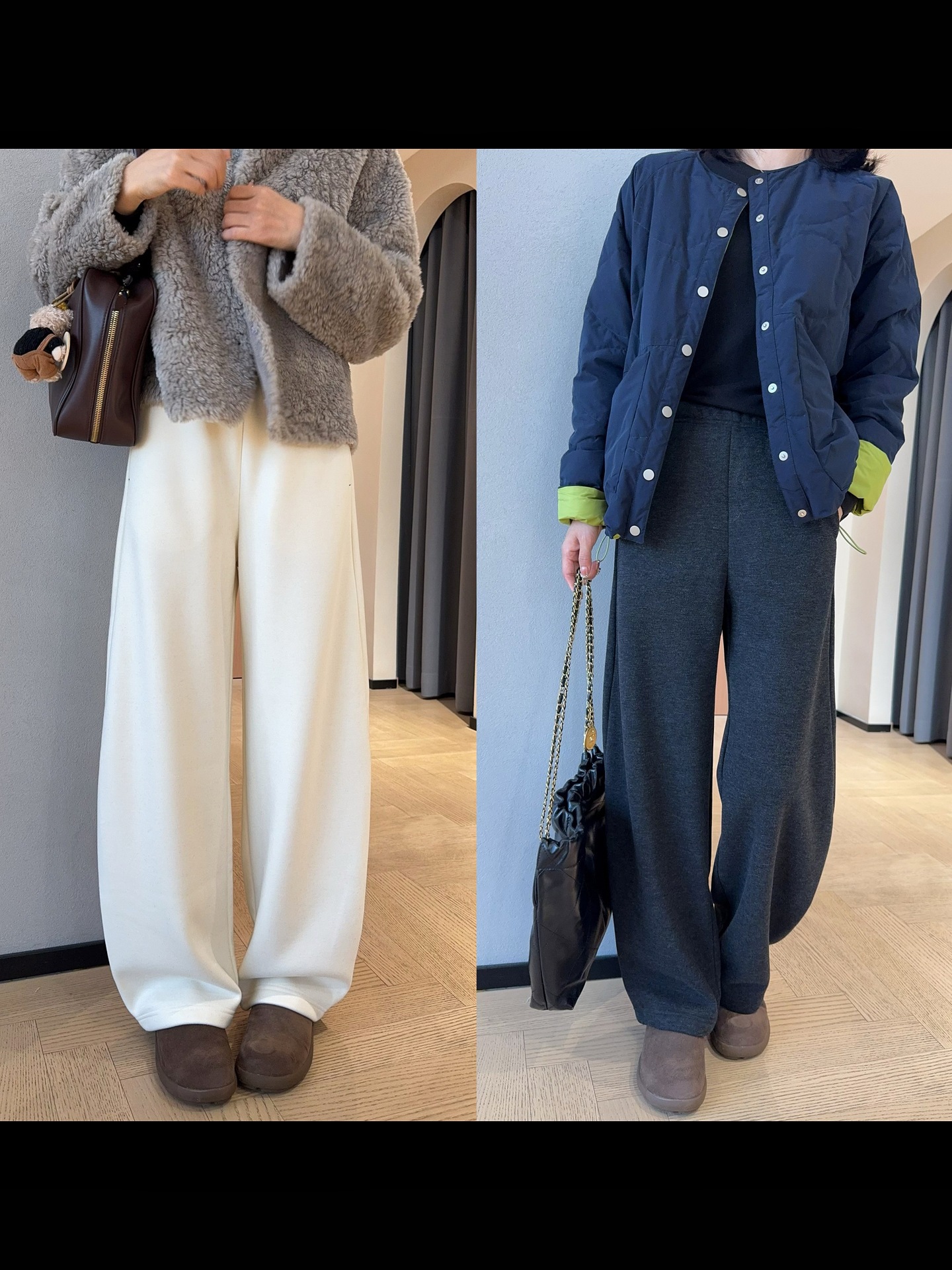 Stylish Slimming Cashmere Fleece Thick High-Waisted Wide-Leg Casual Banana Sweatpants for Women 2025 Autumn and Winter New G110601