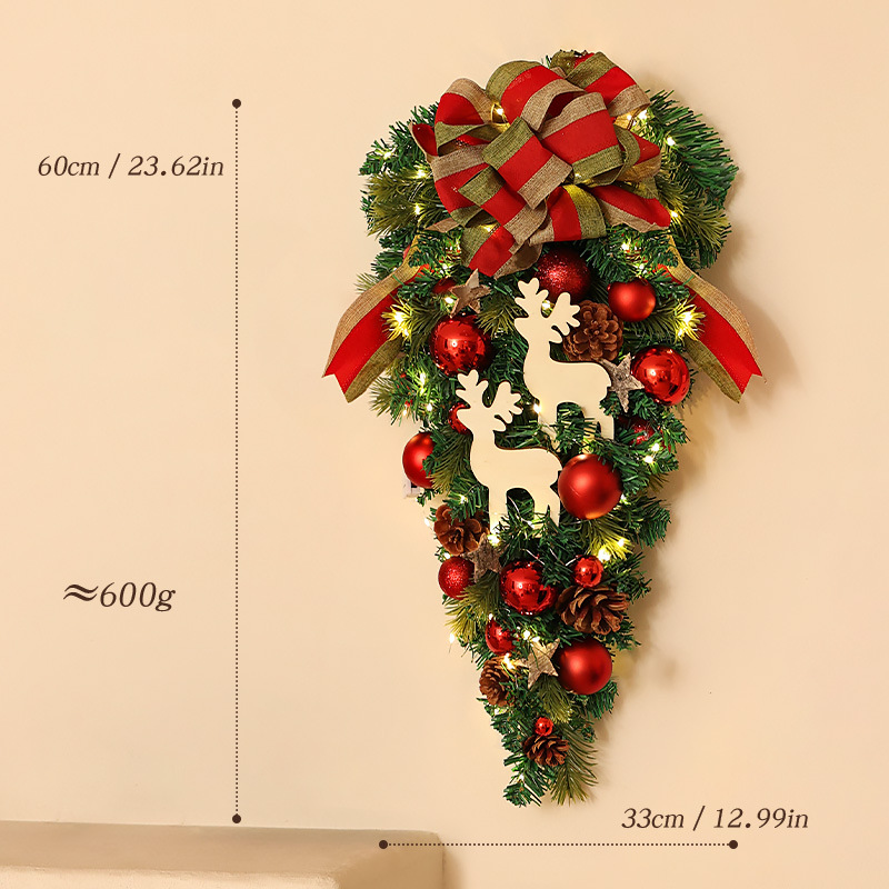 Venta caliente transfronteriza decoración navideña guirnalda de 40cm al revés escaparate del hotel escena del centro comercial colgante de la puerta colgante de la pared diseño