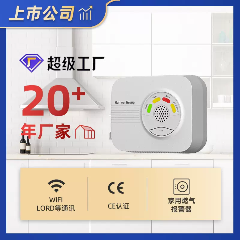 汉威家用室内可燃气体燃气报警器检测仪跨境定制欧美标准无线远程