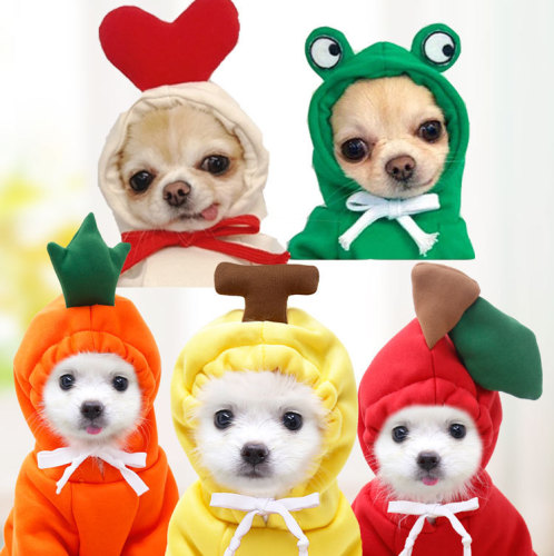 Small and Medium Dog Fruit Dog Sweatshirt Puppy Cat Winter Cat Scratching Fleece Clothing Pet Teddy French Bulldog Cute Anti-Cat Scratch
