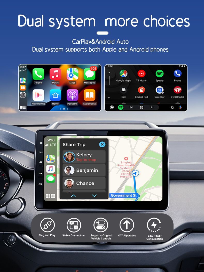 2-in-1 New Wireless Carplay Box, Converts Wired to Wireless for Original Car, Apple Adapter, Android Auto Car Device