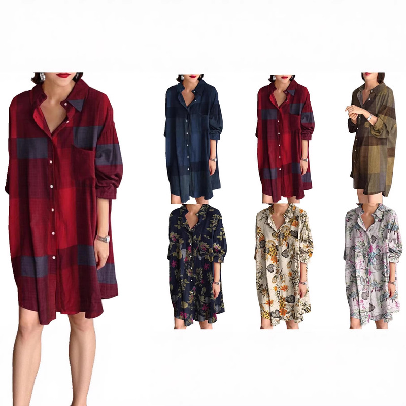 Europe and the United States cross-border new 2022 AliExpress Amazon cardigan long sleeve lapel long temperament shirt women's clothing