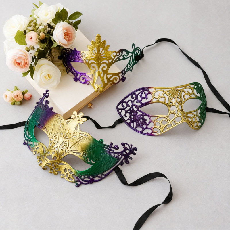 Carnaval ventas en caliente nuevo tricolor retro máscara de mitad de cara carnaval party disfraz prop máscara de escenario