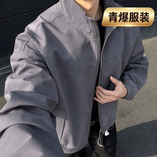 跨境立领休闲外套男秋冬款防风防水爆款夹克工装教练夹克炸街上衣