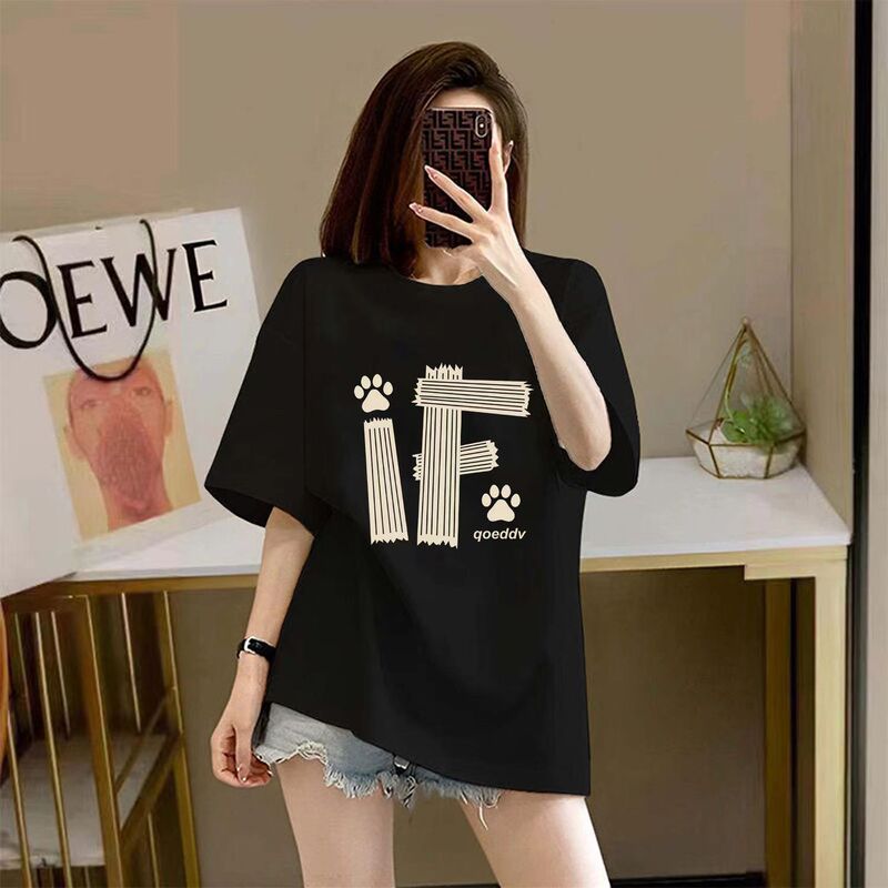 100% Pure Cotton Design Letter Short-Sleeve T-Shirt for Women, 2026 New Summer Loose Half-Sleeve Student Top for Men, Trendy 100% Pure Cotton Design Letter Short-Sleeve T-Shirt for Women, 2026 New Summer Loose Half-Sleeve Student Top for Men, Trendy