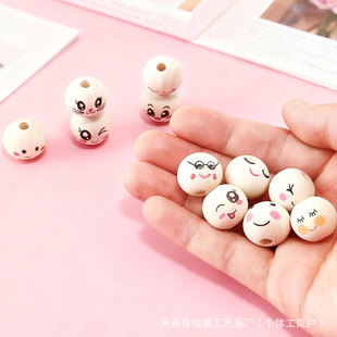 ԭľɫ20mm��ľЦĘ�Aľ��Ů�����^�A��DIY��ͯ�Ʒ�������ɢ��