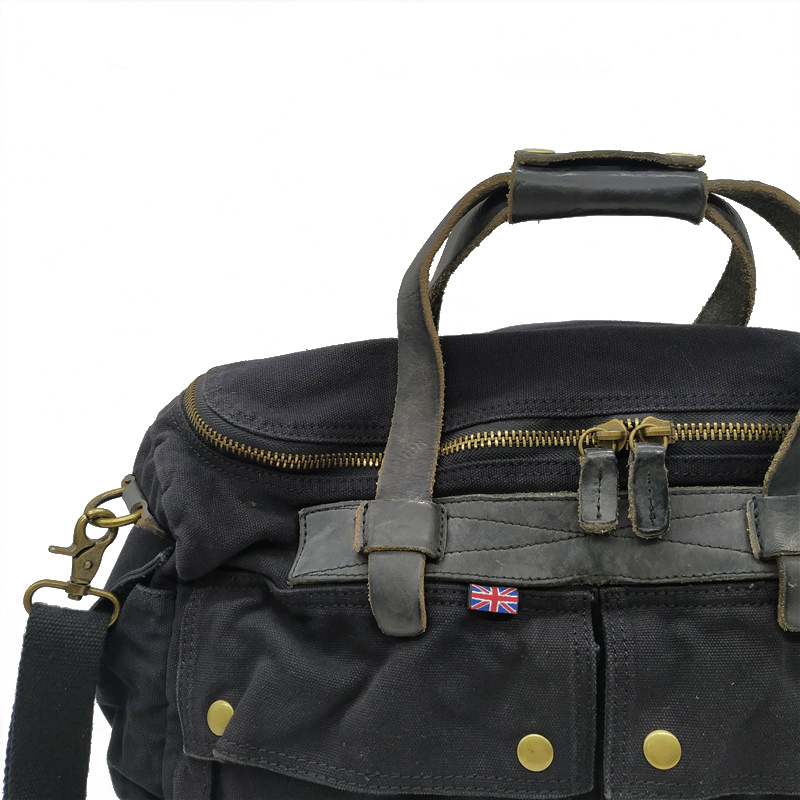 Retro fashion heavy industrial washed large capacity portable shoulder bag, crossbody bag, men's outdoor business travel canvas bag_voghion.com