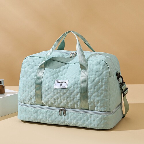 Plaid sports and fitness bag, portable large-capacity luggage bag, travel bag, shoe compartment, dry and wet separation travel bag