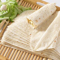 Handmade Shandong single pancakes, Xuzhou baked flatbread, large pancake wraps, spring roll wrappers, elastic-bound rolls, chicken wraps, breakfast flatbreads, and thin pancake sheets.