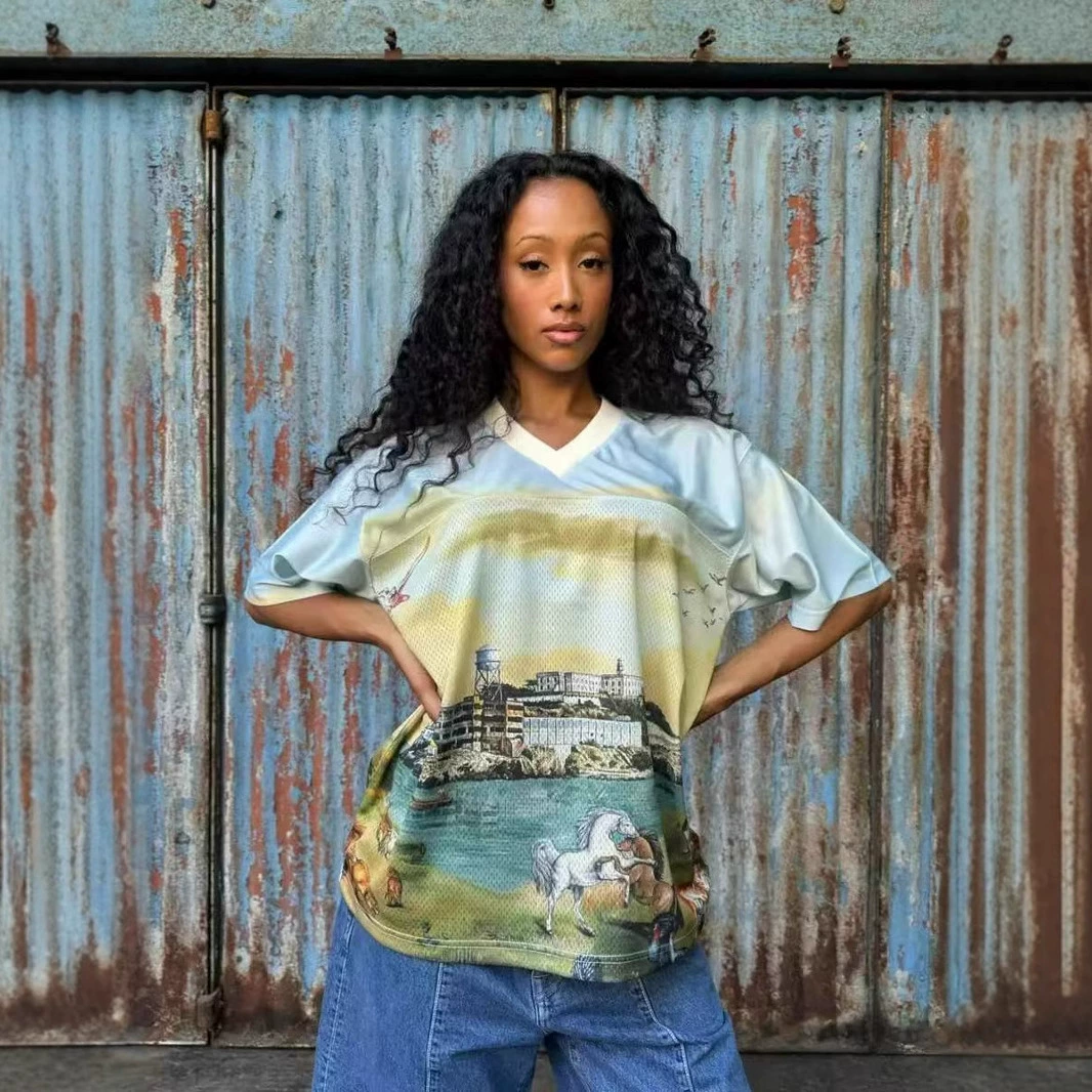 Спортивная футболка Corteiz с цифровым принтом, UKDRIPDRILL, хип-хоп, уличная футболка с короткими рукавами, мужская модная брендовая футболка