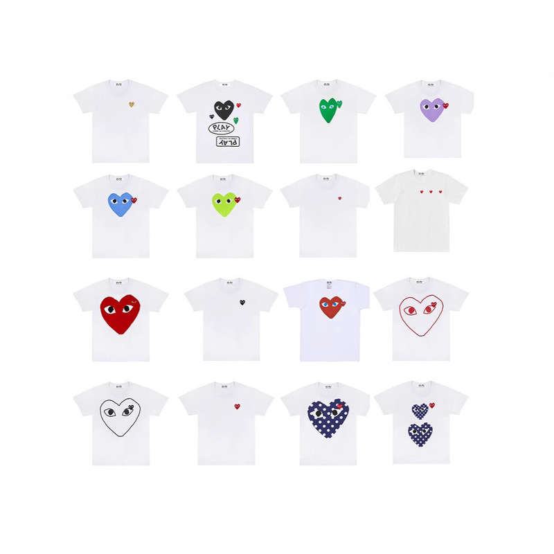 26Ss Export Fashion Brand Comme Des Garçons Heart-Shaped Unisex Round Neck Simple Loose Short-Sleeve T-Shirt Top Pla