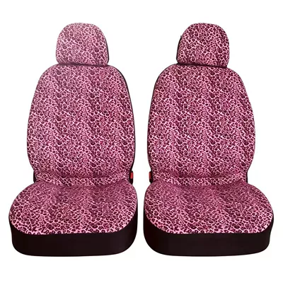 Short plush leopard print car seat Universal seat cover - pink-4-piece-double-seat-set-30206