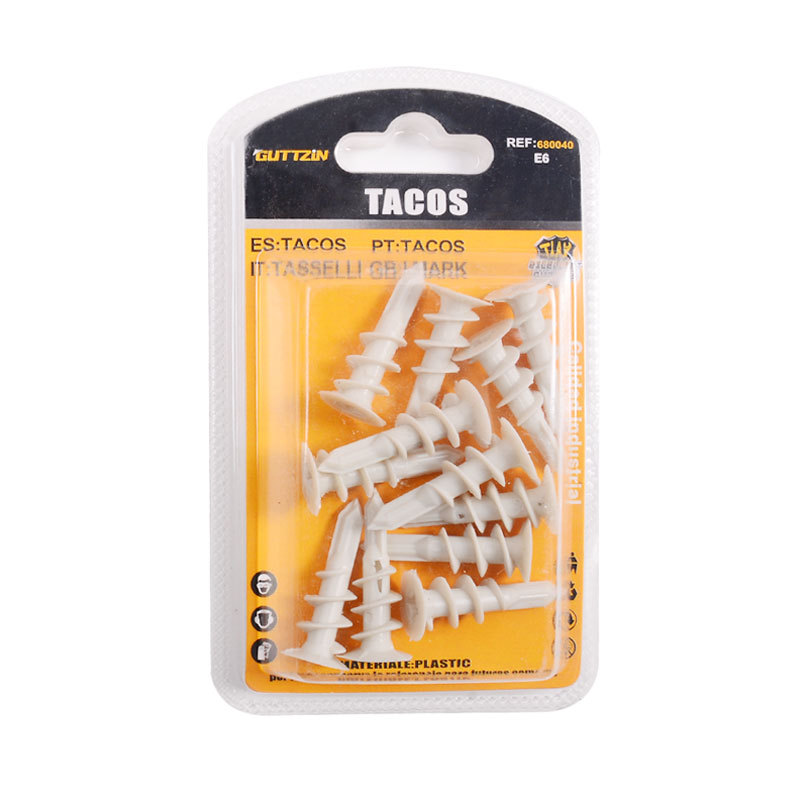 泡壳装小包装一字螺旋型塑料膨胀管 商超五金一字螺旋膨胀管详情3