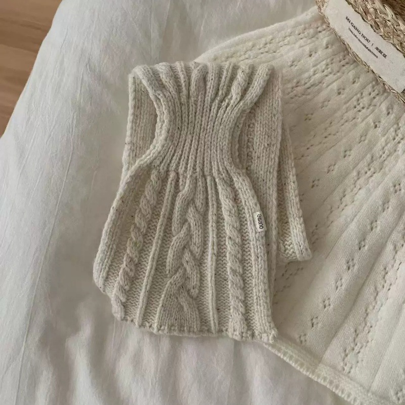 Cuello Tejido Cruzado 100% Lana Cálido para Cuello