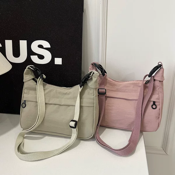 2025 Spring Nylon Fabric Women's Bag Zipper Bag Stitched Shoulder Solid Color Thickened Women's Underarm Crossbody Backpack