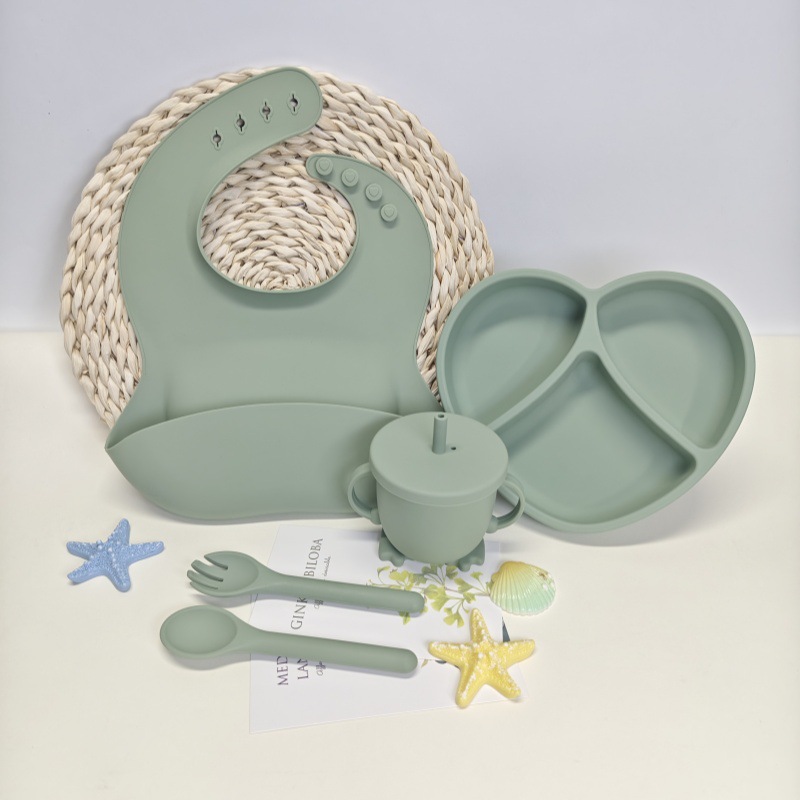 XLEE fuente fabricante de platos de silicona para niños antideslizante ventosas cubiertos de alimentos suplementarios 5 piezas conjunto de productos explosivos transfronterizos en stock