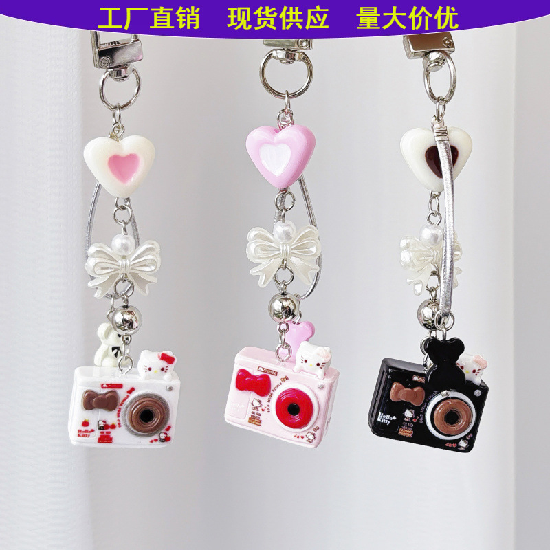 Cute Kt Cat Camera Keychain Cartoon Creative Fun Pendant Student Bag Pendant Bestie Gift Pendant
