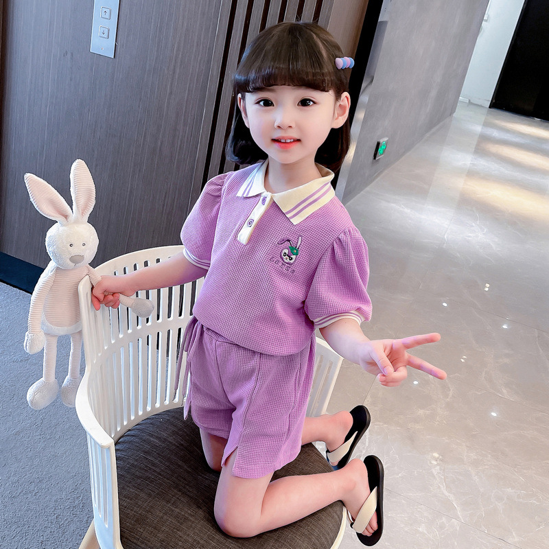 女童夏裝2022新款套裝韓版兒童夏季Polo衫小童時髦寶寶洋氣兩件套