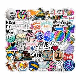 50张volleyball哑膜贴纸运动系列不干胶排球滑板空调车身装饰贴画