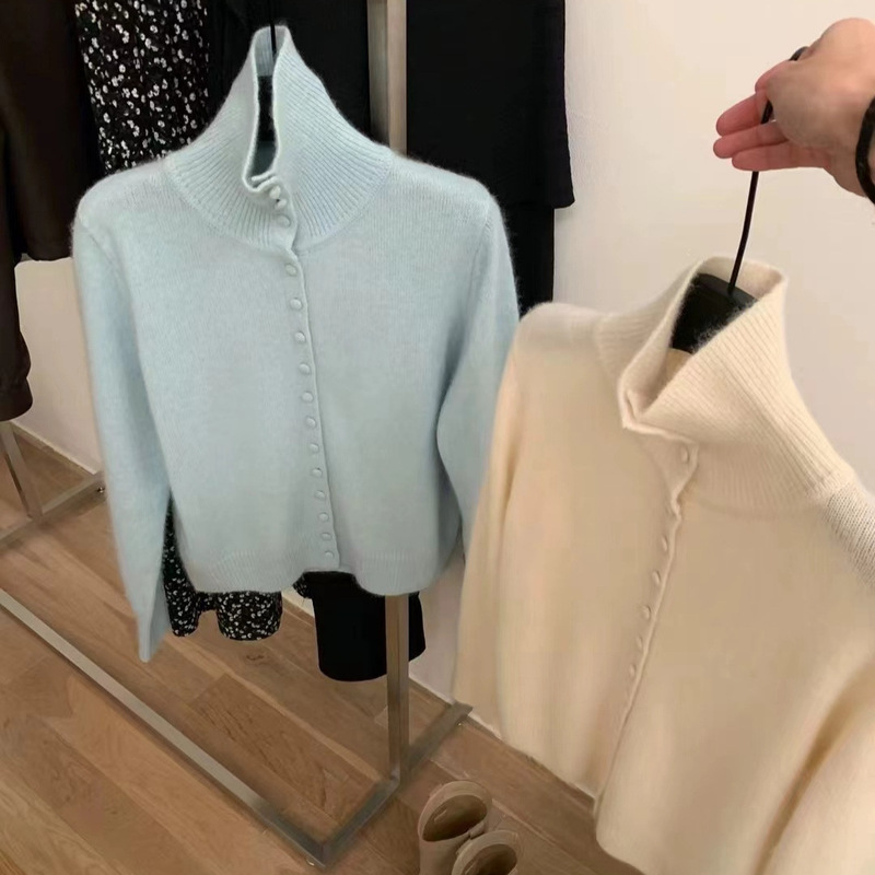Versatile Thickened Raccoon Fur Lapel Loose Slimming High-Neck Knitted Cardigan Sweater Coat for Women 2026 Autumn and Winter New Style Versatile Thickened Raccoon Fur Lapel Loose Slimming High-Neck Knitted Cardigan Sweater Coat for Women 2026 Autumn and Winter New Style