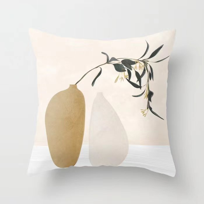 Funda De Almohada abstracta simple moderna funda de almohada de piel de melocotón geométrica simple funda de almohada de mediados de siglo