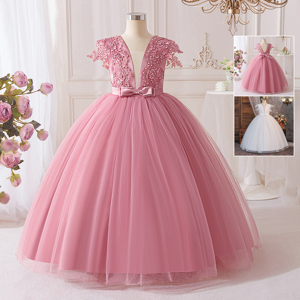 Vesta de princesa de niñas transfronterizas, arco profundo, chaleco de cuello en V, fiesta de cumpleaños, vestido de princesa de alta gama image 3