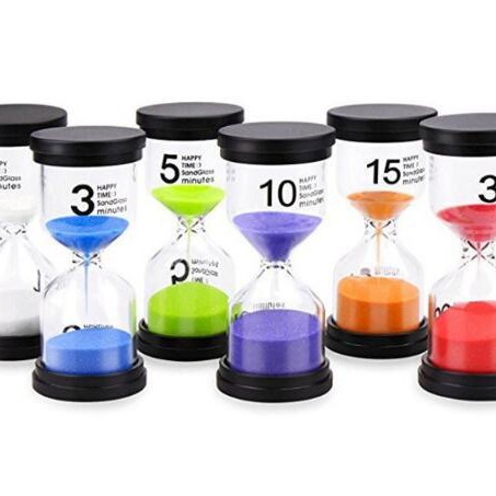 Directo de fábrica al por mayor menor reloj de arena 6 traje temporizador exquisita decoración regalo creativo cubierta negro pequeño reloj de arena