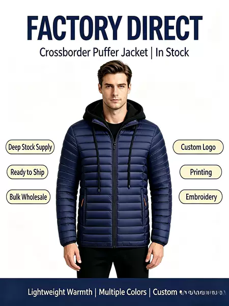 Autumn and winter men's hooded lightweight warm cotton jacket, simple solid color portable cotton coat, casual cotton jacket, supports logo printing and embroidery