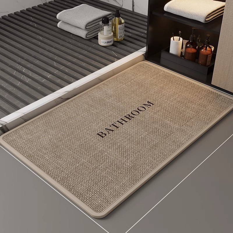 Simple Linen Floor Mats for Entry, Stain-Resistant, Bathroom and Toilet Door, Water-Absorbent, Non-Slip Floor Mats, Can Be Labeled for Wholesale Delivery