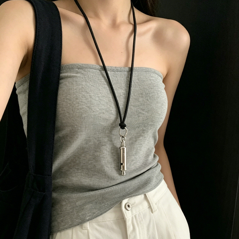 Unique Style Whistle Pendant Necklace with Personalized Design, Leather Cord, Minimalist Style, Light Luxury, Adjustable Whistle Jewelry for Women