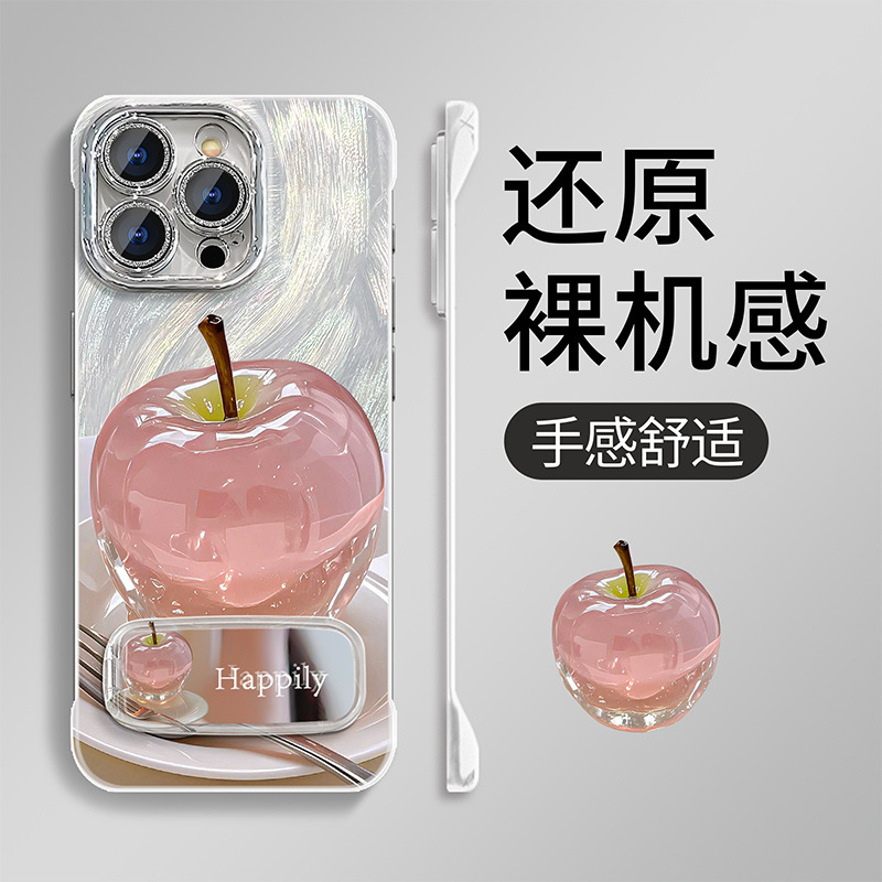 クリスタルアップル iphone16 携帯電話ケース Xiaomi 15pro ミラーブラケット 13 ハイエンド oppo Huawei X|undefined