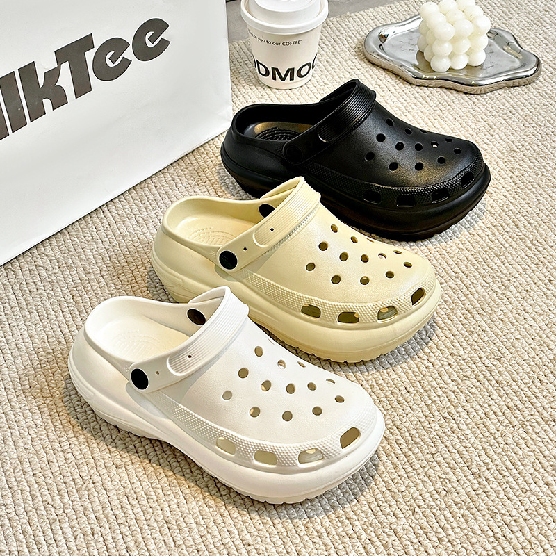 High-Heeled Clogs, Thick-Soled Women's Outer Wear, 2024 Summer New Fashion Women's Beach Toe-Toe Slippers