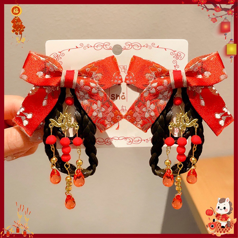 Horquilla Infantil con Borlas Chinas Hecha a Mano para Año Nuevo y Hanfu