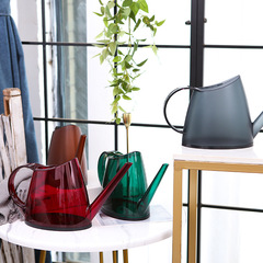 Brilliant Plastic Watering Can with Transparent Frosted Spout, Household Transparent Resin Gardening Outdoor Elliptical Portable Sprinkling Can