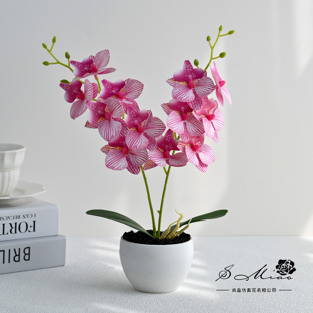 12 flores mariposa orquídea bonsai moda imitación maceta flores falsas decoración del hogar fotografía boda adornos de flores artificiales