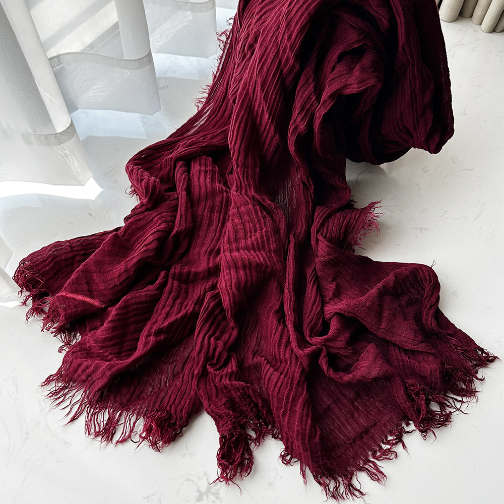 Bufanda de algodón de color para mujer, otoño e invierno, arte, chal teñido sucio, personalidad, arrugas naturales, bufanda de hombre, suministro de comercio exterior