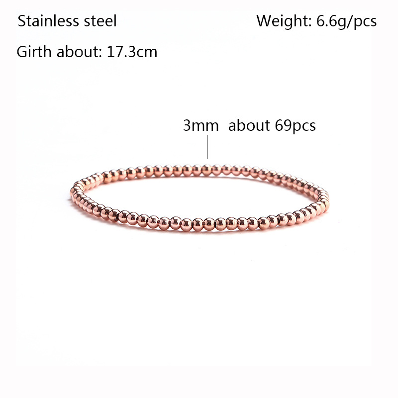 15g Weight Rose Gold Plated Plating Material Bracelets Classification 304 Stainless Steel Chain Material 1 Piece Quantity Holiday, Daily Occasion 304 Stainless Steel Material Solid Color Pattern Women's Gender Beaded Design Casual, Simple Style Style Casual Simple Style Solid Color 304 Stainless Steel Rose Gold Plated Bracelets In Bulk 无