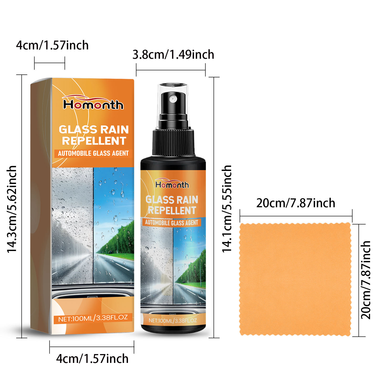 Homonth Car Glass Rainproof Agent Car Windshield Rainproof Waterproof Car Glass Anti-Fog Spray