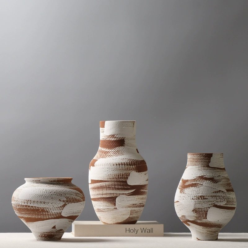 Новая китайская стиль сухие цветы аранжировка vase каменная чаша для цветов керамическая бутылка чайная комната Zen украшения