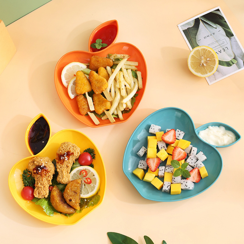 新款苹果式餐具碟五色彩色蘸料调料饺子盘家用水果零食盘可爱简约