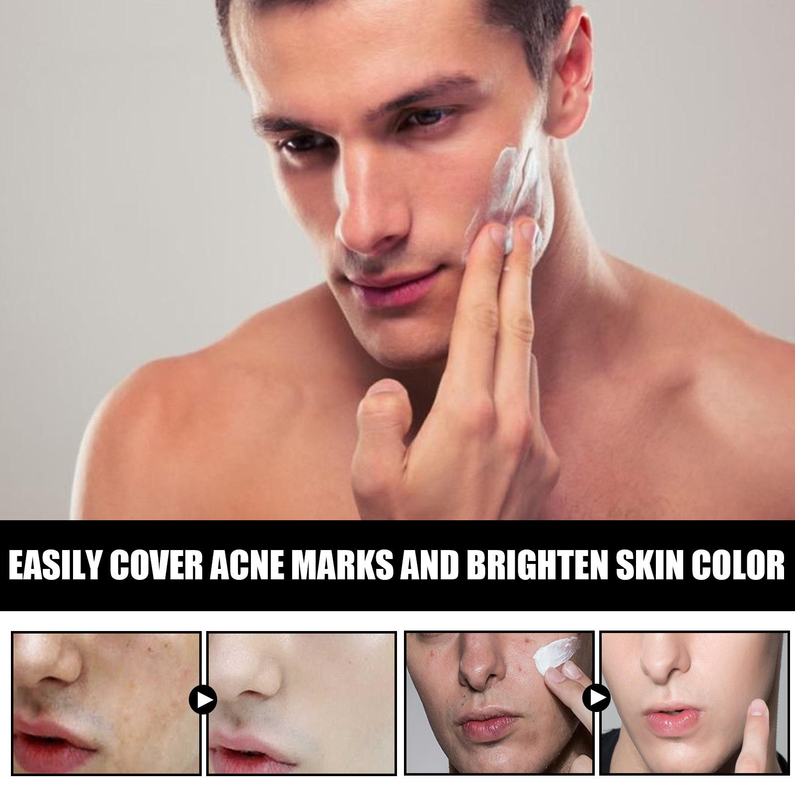 EELHOE Herren-Make-up, erfrischender und nicht fettender Concealer, Akne-Maske, Hautaufhellung, unsichtbare Poren-Faultiercreme_voghion.com