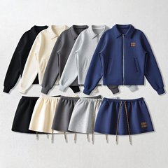 秋冬新作ファッションアルファベット刺繍気質百合ジャケット + 空気層スカートファッションギャルセット