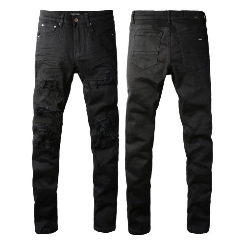 Джинсы (AMIRI) мужские slim с рваной отделкой, фасон зауженный