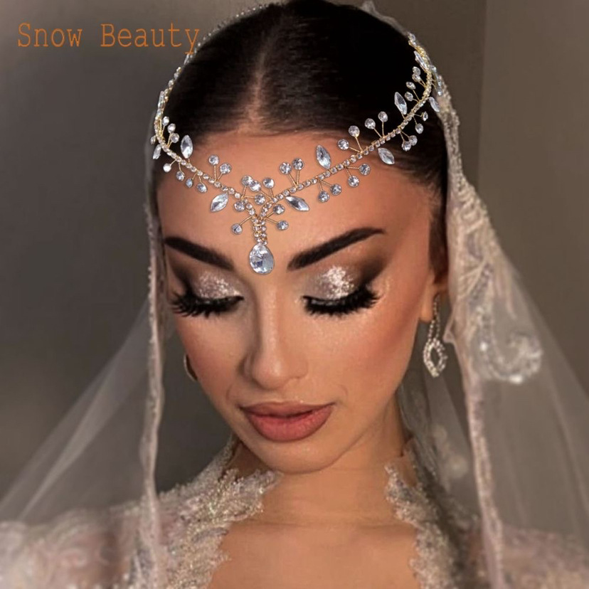 European and American Simple Bridal Headwear Hair Band Rhinestone Headwear Bridal Pressure Hair Band Wedding Dress Accessories