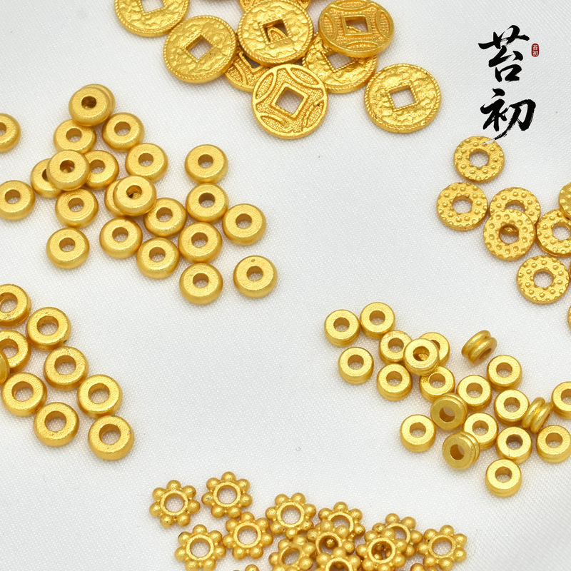 Color-Preserving Ancient Gold Copper Plated Sand Gold Spacer Beads Handmade DIY Beaded Bracelet Necklace Mobile Phone Chain Jewelry Accessories