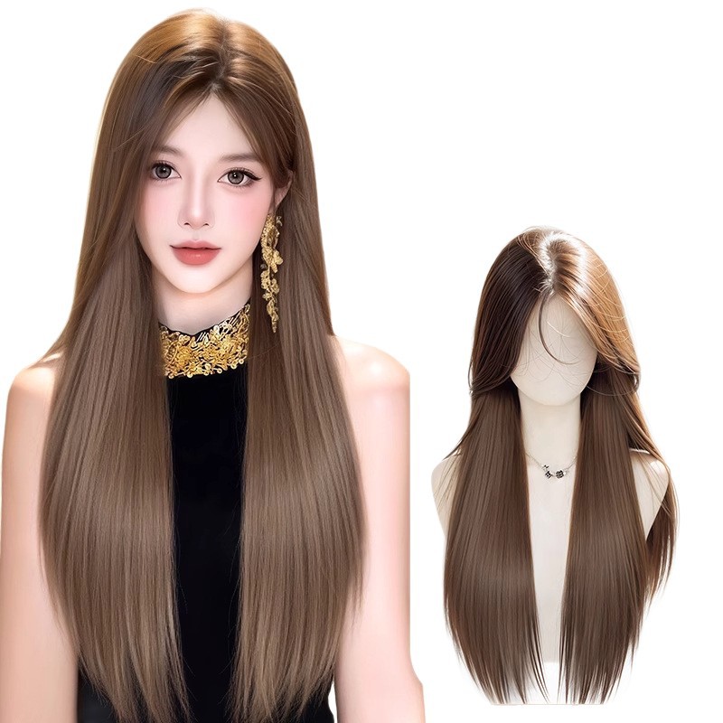 Parrucca Koni [stile Xu Yan] Parrucca a testa intera per donna Capelli lunghi lisci naturali senza cuciture ad alto strato da indossare ogni giorno
